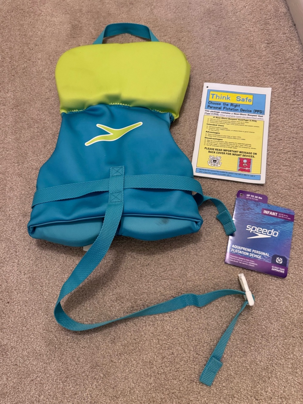 Speedo Lime and Teal Infant Swim Vest with Octopus Motif - Picture 2 of 6